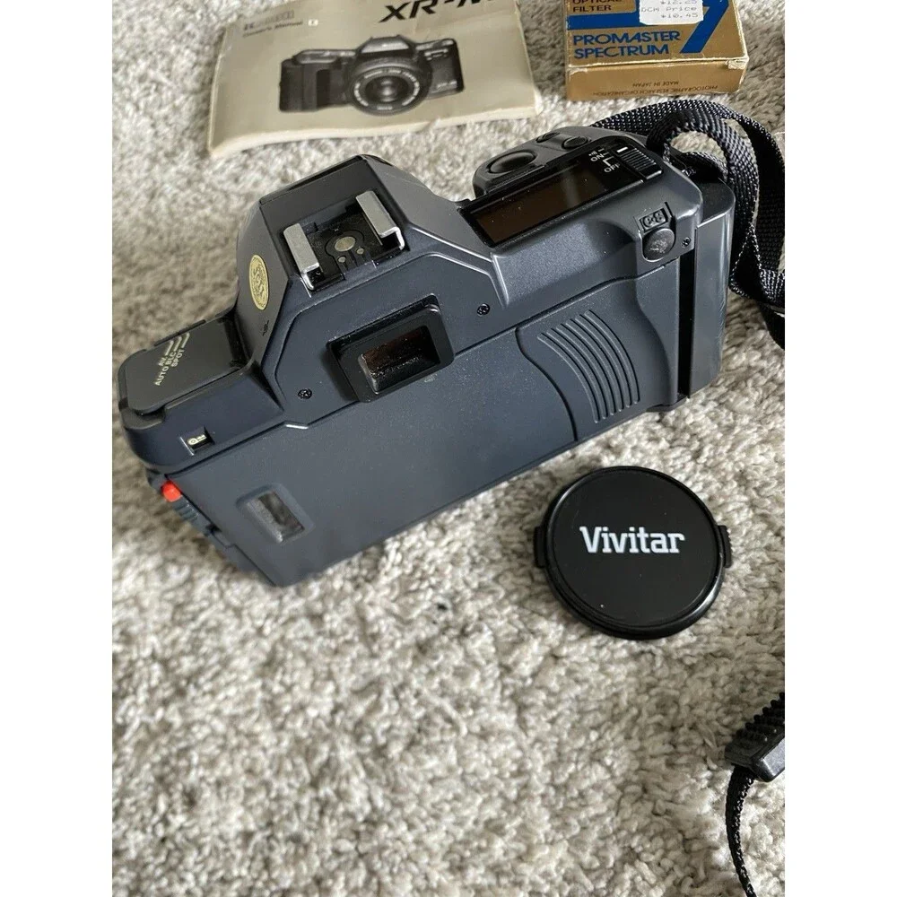 Vtg Ricoh XR-M Camera Bundle W strap & Rikenon + Vivitar Lenses + Filters Manual